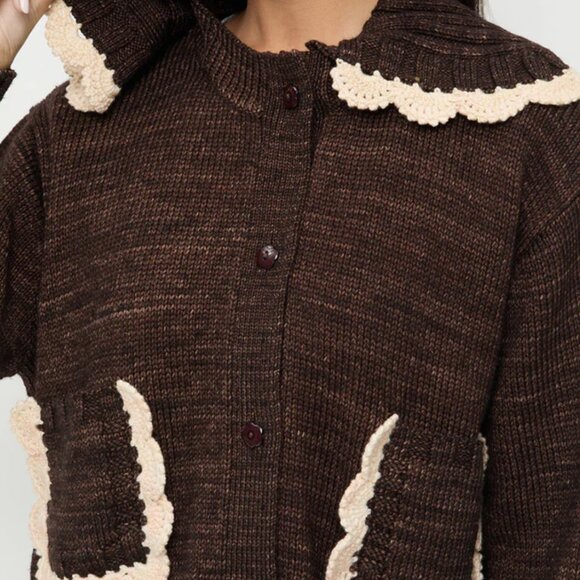 Loeffler Randall Lo Brown / Cream Cardigan, Small, NWOT - Picture 4 of 5